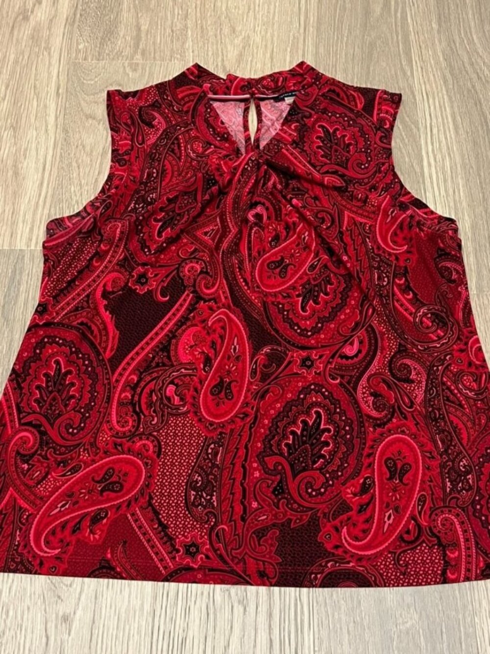XL Womens TOMMY HILFIGER Red Black Career Suit Tank Top Shirt Blouse Office Work
